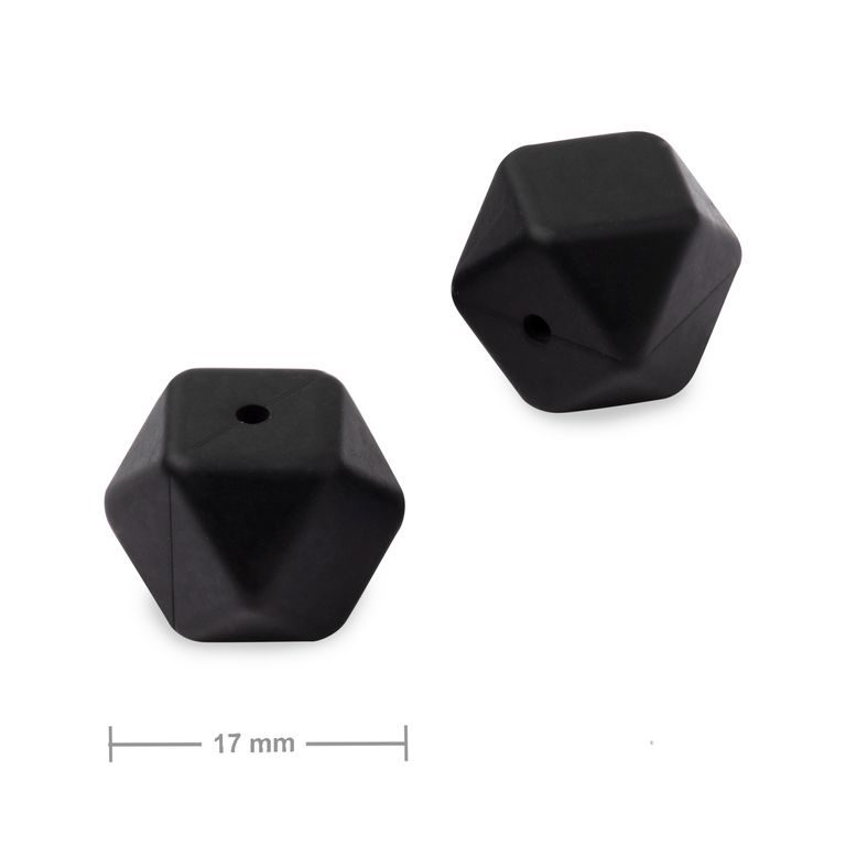 Silicone beads hexagon 17mm Black