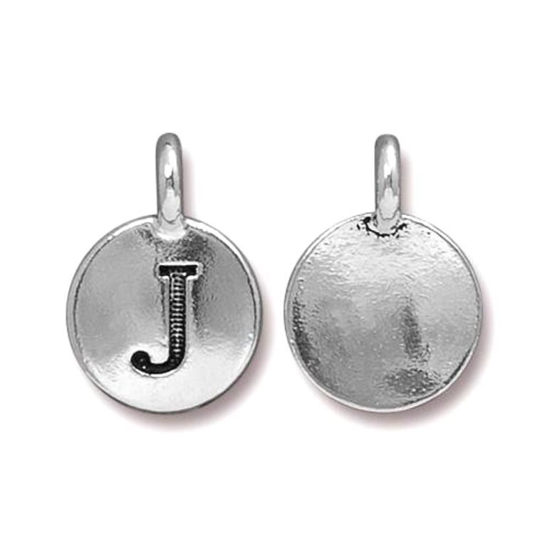 TierraCast pendant 17x12mm with letter J antique silver