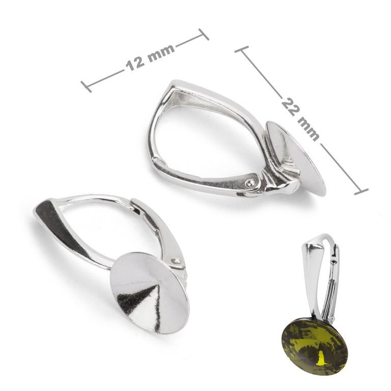 Sterling silver 925 leverback earring hook for SWAROVSKI 1122 10mm No.81