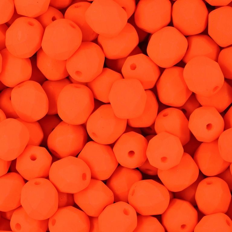 Brúsené koráliky 6mm Neon Orange