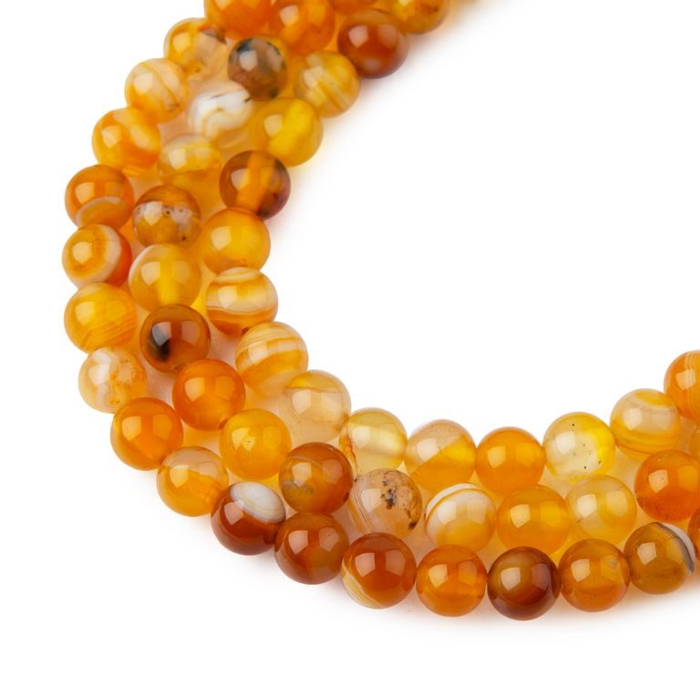Amber Banded Agate beads 6mm