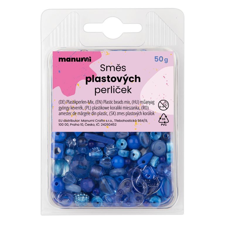 Mix of plastic beads blue