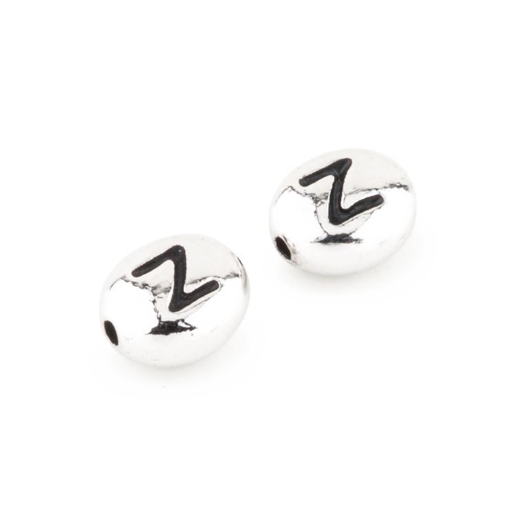 TierraCast bead 7x6mm with letter Z rhodium-plated