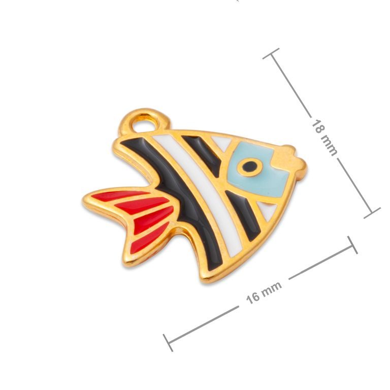 Manumi pendant coloured little fish 18x16mm gold-plated
