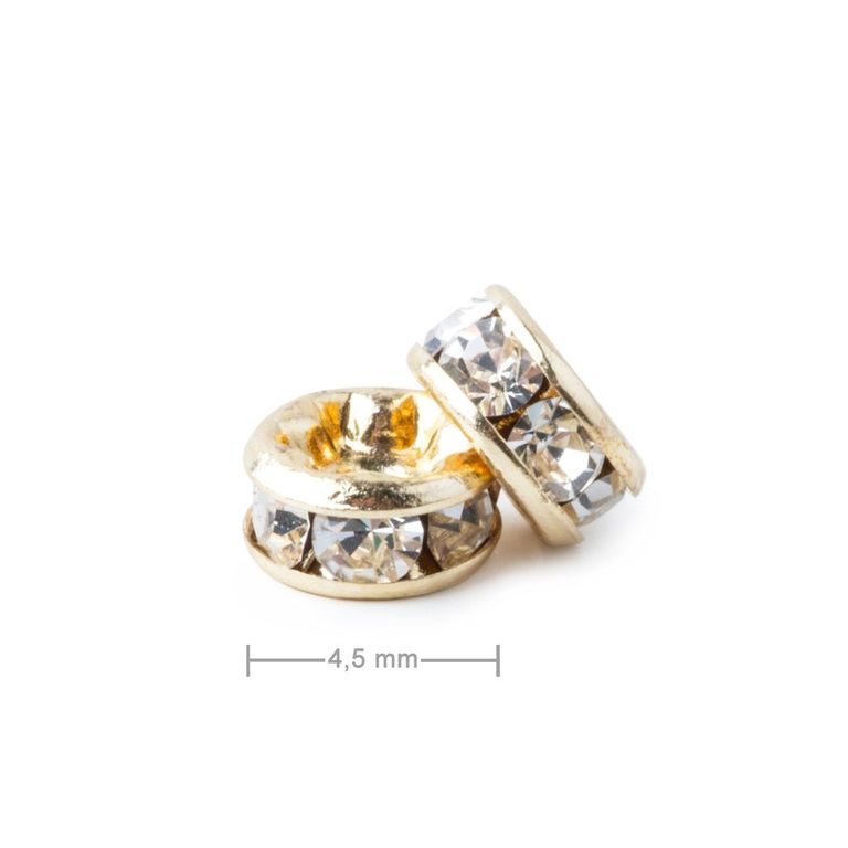 Rhinestone rondelle 4,5mm gold Crystal