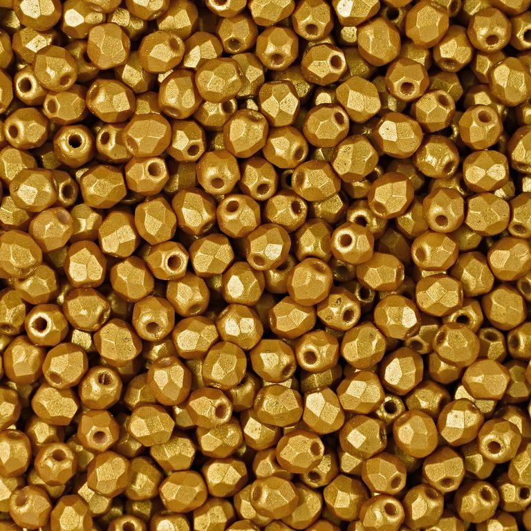 Glass fire polished beads 3mm Gold Shine Gold