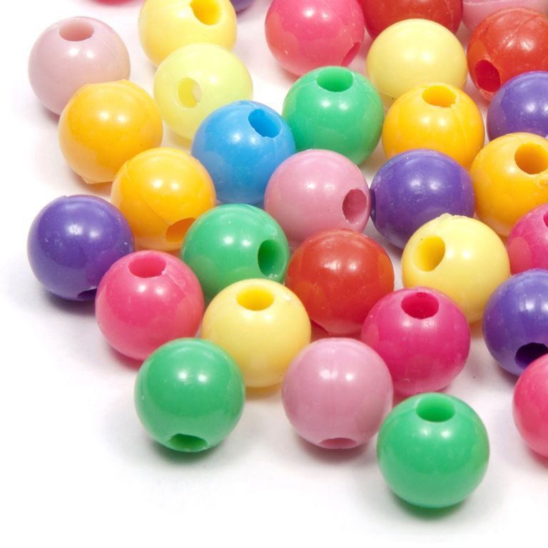 Mix of coloured plastic round beads 10mm