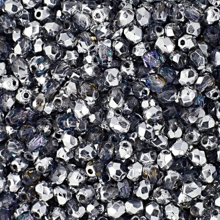 Glass fire polished beads 3mm Crystal Heliotrope