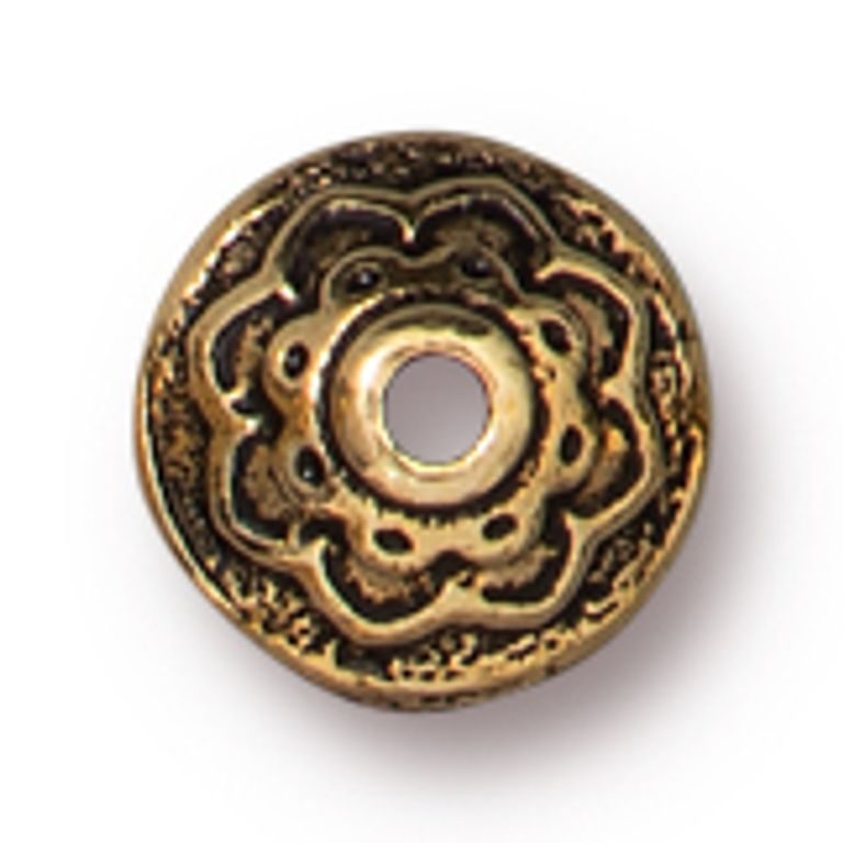 TierraCast bead cap Lotus 7mm antique gold