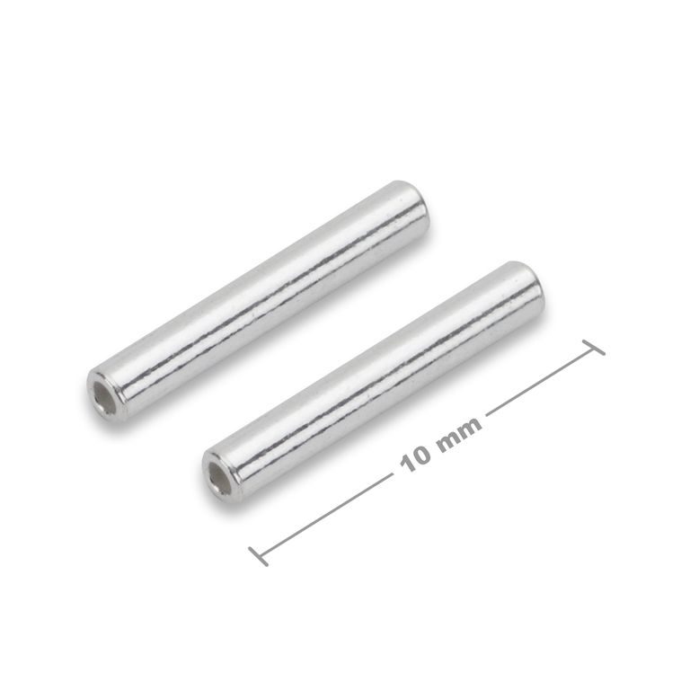 Stříbrná rovná distanční trubička 10 x 1,5 mm