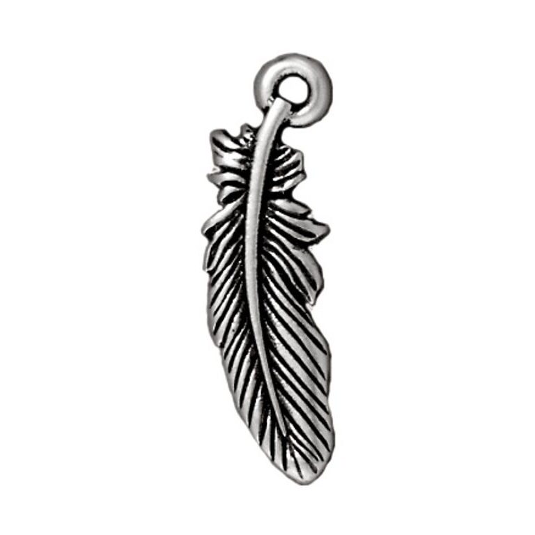 TierraCast pendant Small Feather antique silver