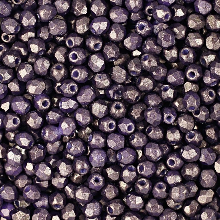 Glass fire polished beads 3mm Gold Shine Dark Purple