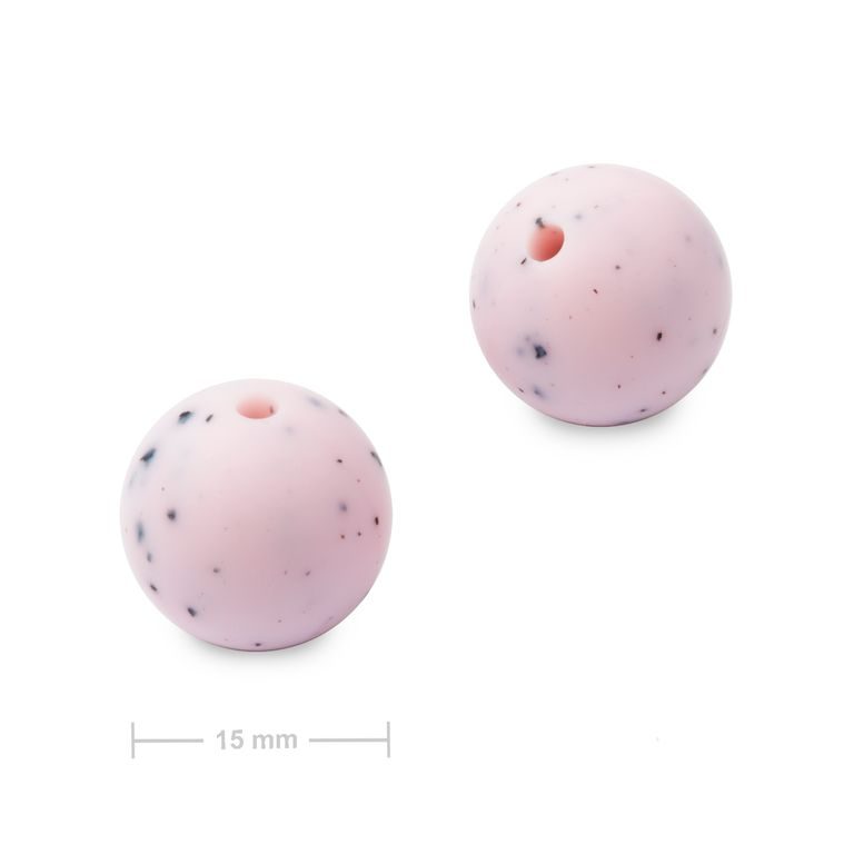 Silicone round beads 15mm Galaxy Pink