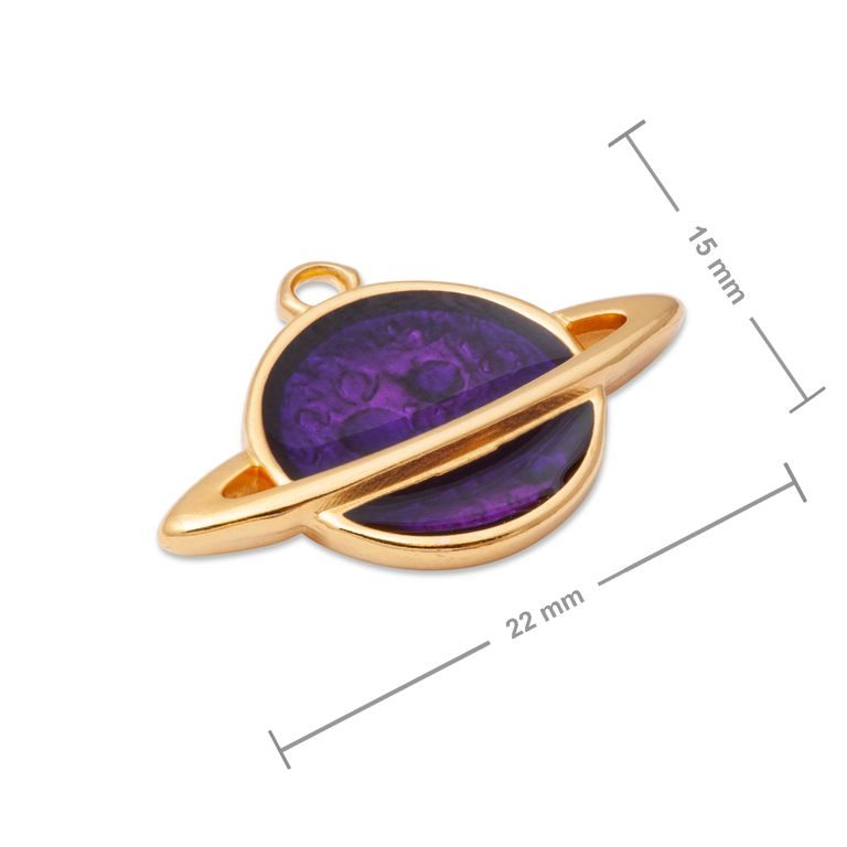 Manumi pendant purple planet 22x15mm gold-plated