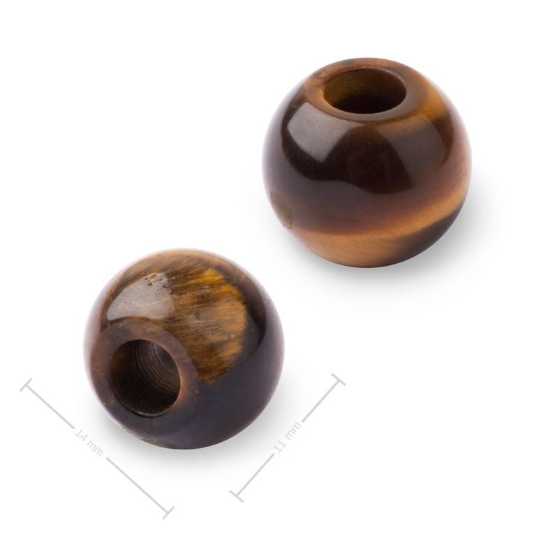 Mineral Tiger Eye bead with large hole for Macramé 14x11mm