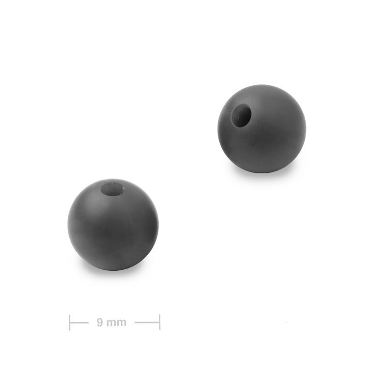 Silicone round beads 9mm Black