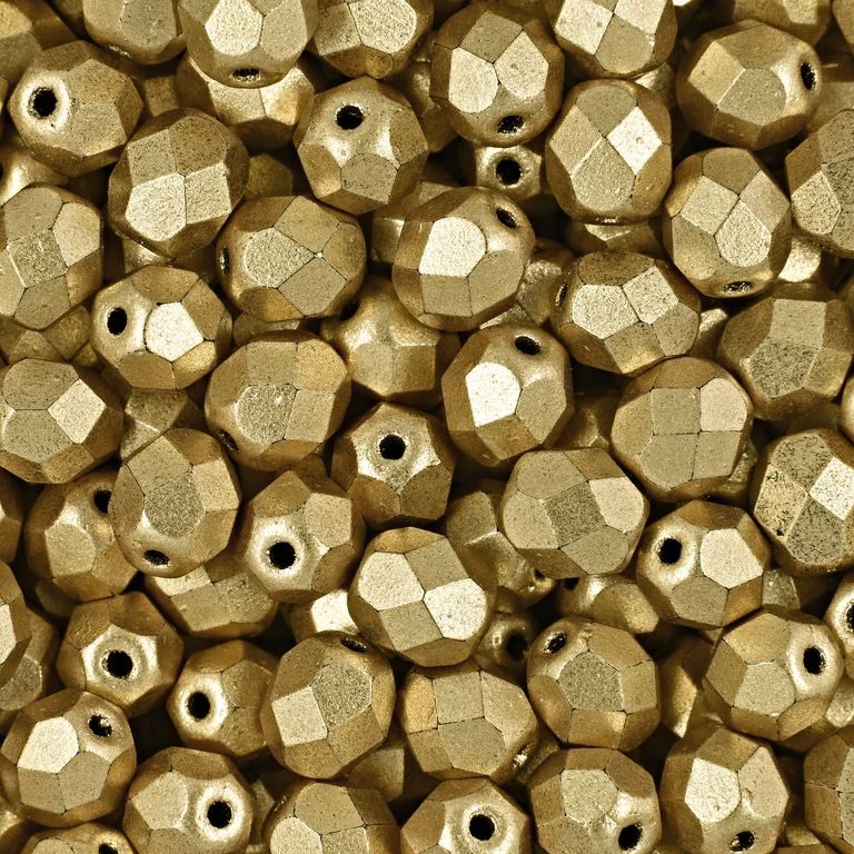 Glass fire polished beads 6mm Matte Metallic Flax
