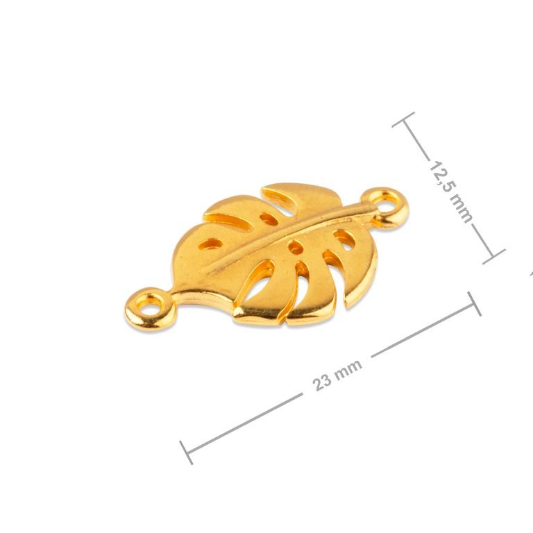 Manumi connector monstera leaf 23x12.5mm gold-plated