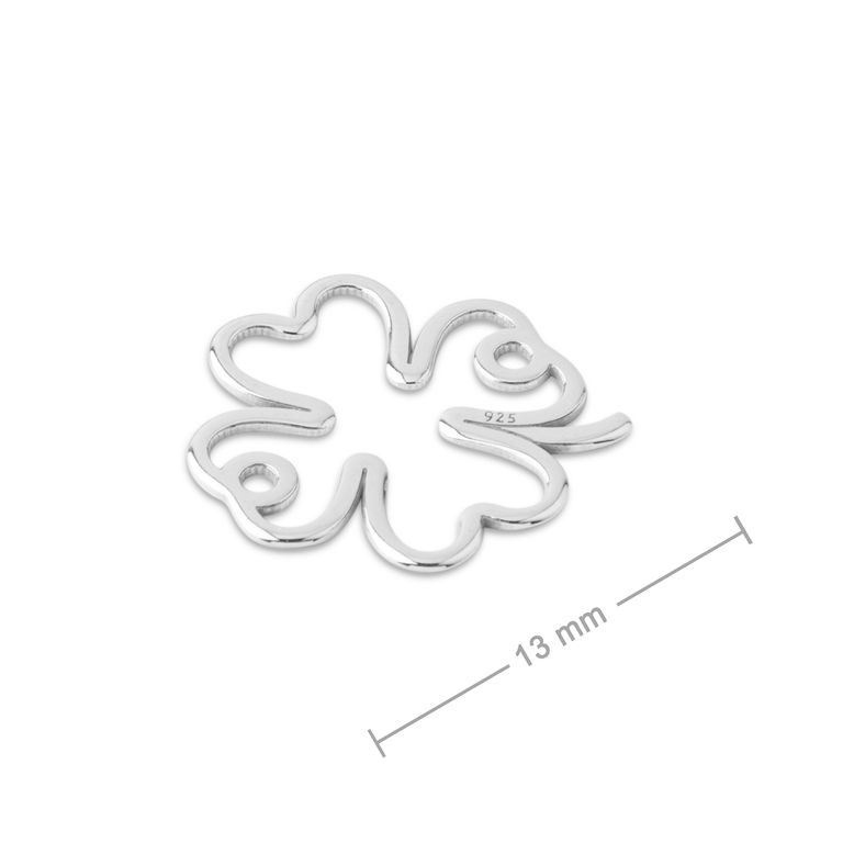 Stříbrný spojovací díl čtyřlístek 13 mm