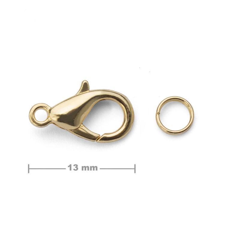 Jewellery lobster clasp 13mm in the colour of gold