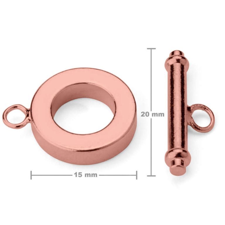 Toggle clasp 15mm in rose gold colour