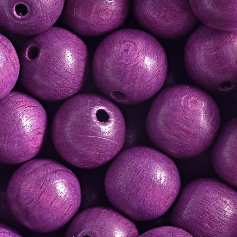 Dřevěné korálky kulička 10mm fialová
