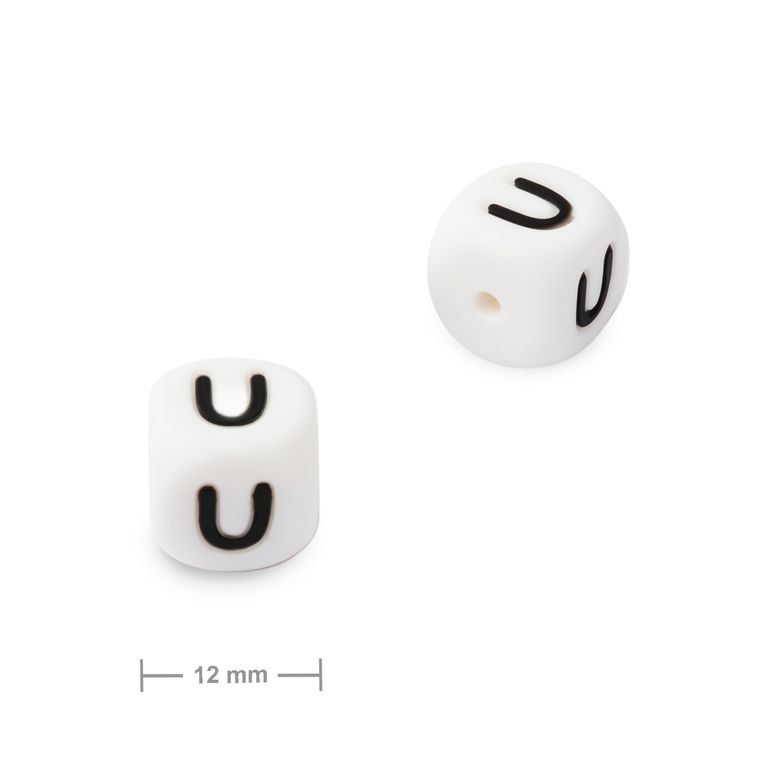 Silicone cube bead 12mm with letter U