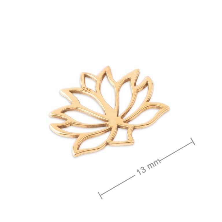 Stříbrný spojovací díl lotus 13 mm pozlacený 24K zlatem