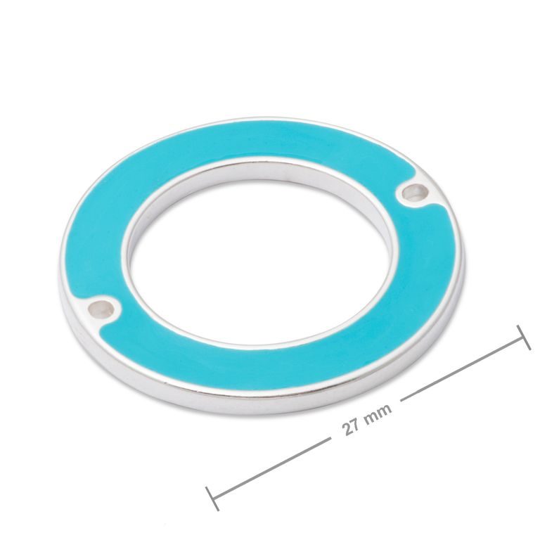 Manumi connector turquoise circle 27mm silver-plated