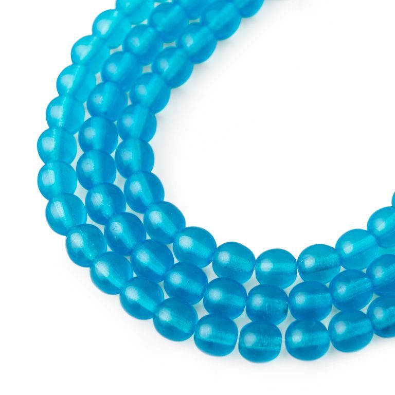 Czech glass pressed round beads Aqua 6mm No.29