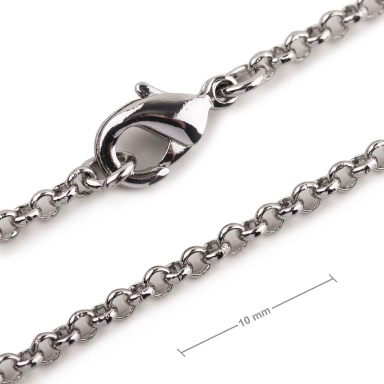 Jewellery rolo chain with 2mm link with a clasp in the colour of platinum 45cm