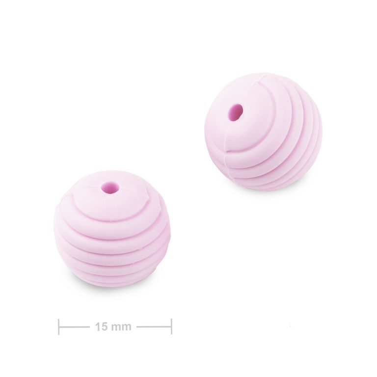Silicone round beads with ridges 15mm Lilac Purple