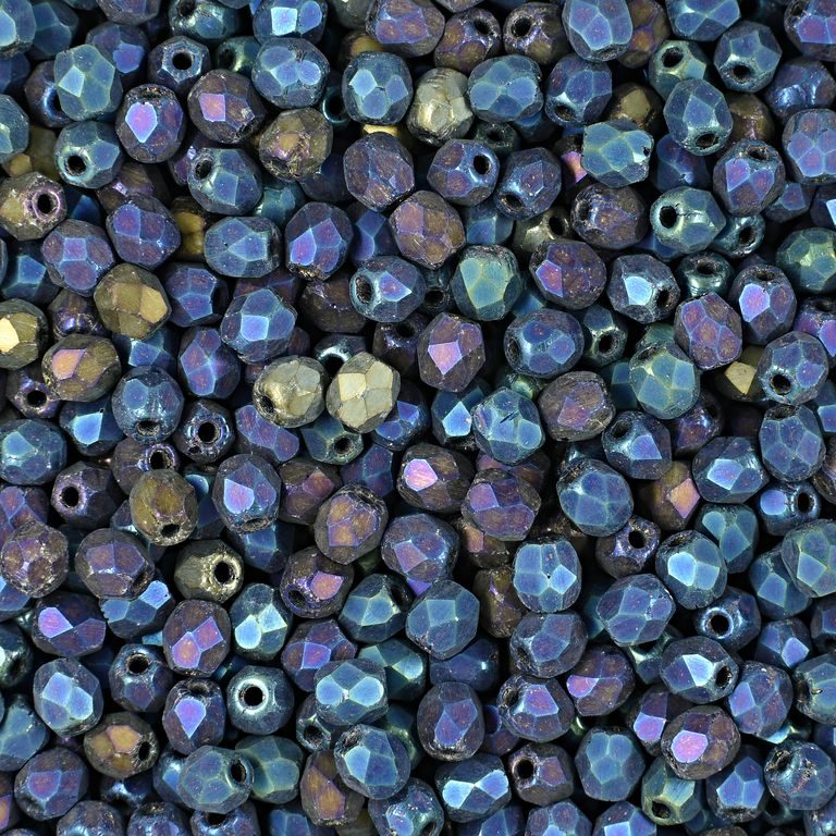 Glass fire polished beads 3mm Matte Iris Blue