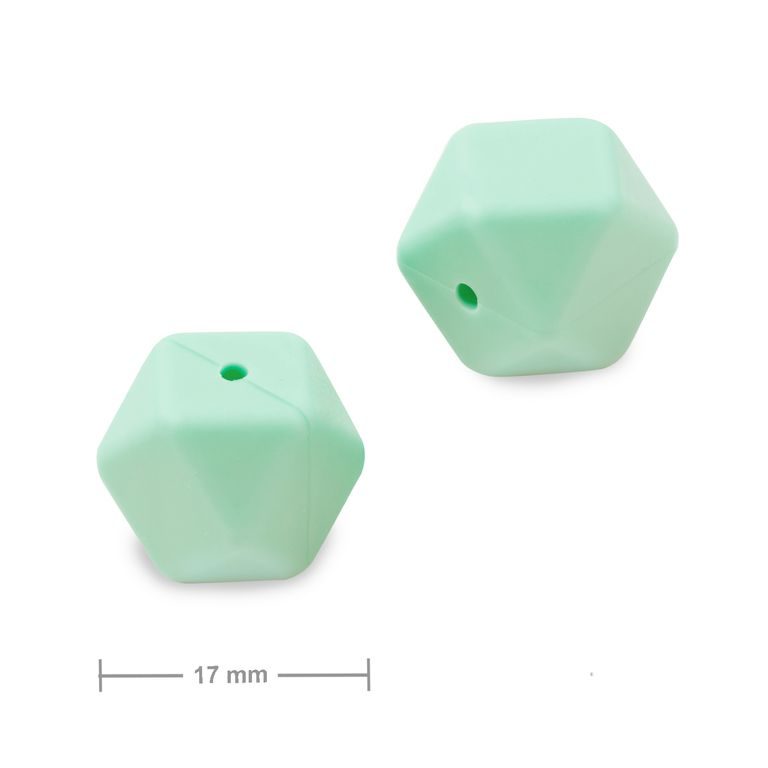 Silikónové koráliky hexagón 17mm Mint Green