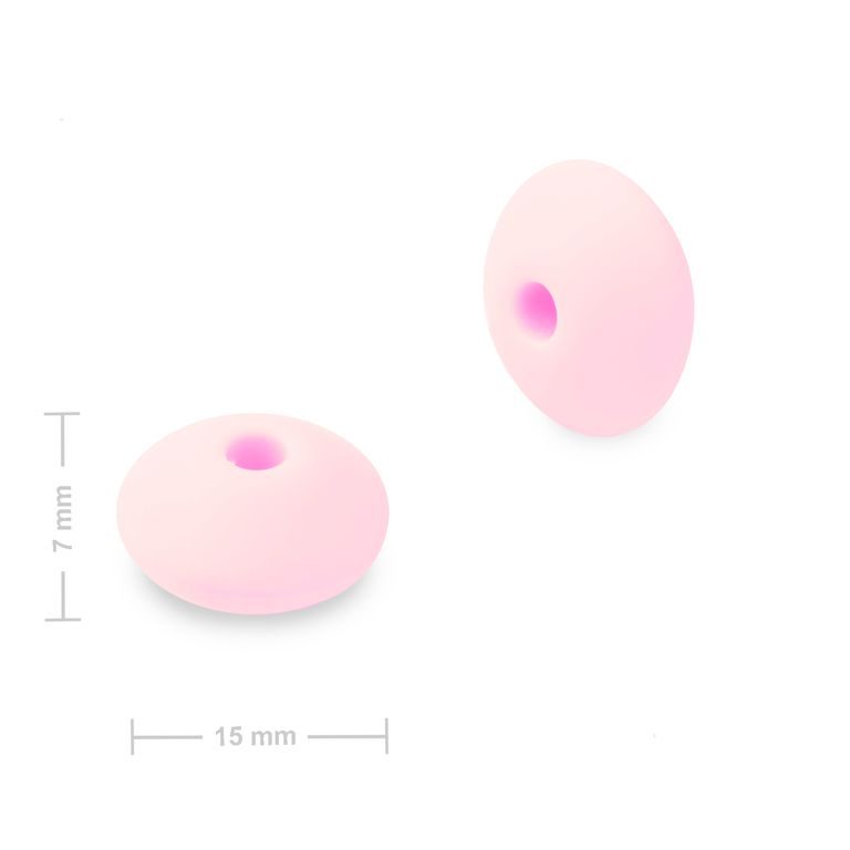 Silikónové koráliky lentilky 12x7mm Baby Pink