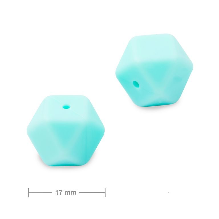 Silicone beads hexagon 17mm Caribbean Blue