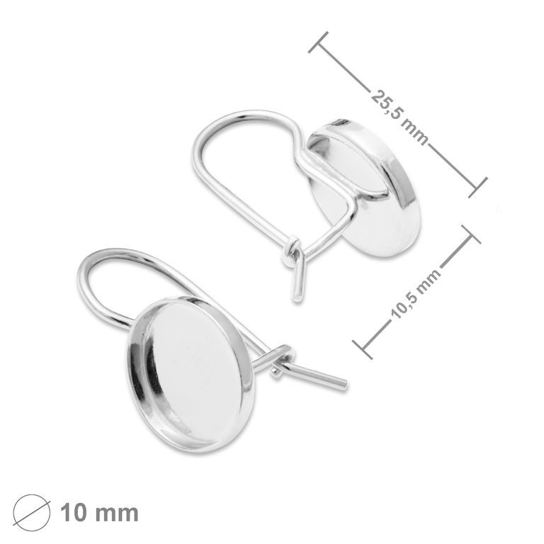 Silver earwire hooks with settings 10mm No.1239
