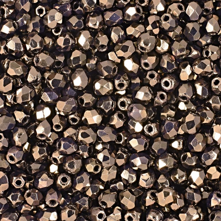 Glass fire polished beads 3mm Crystal Bronze Vega