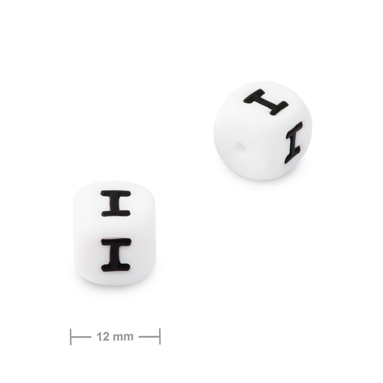 Silicone cube bead 12mm with letter I