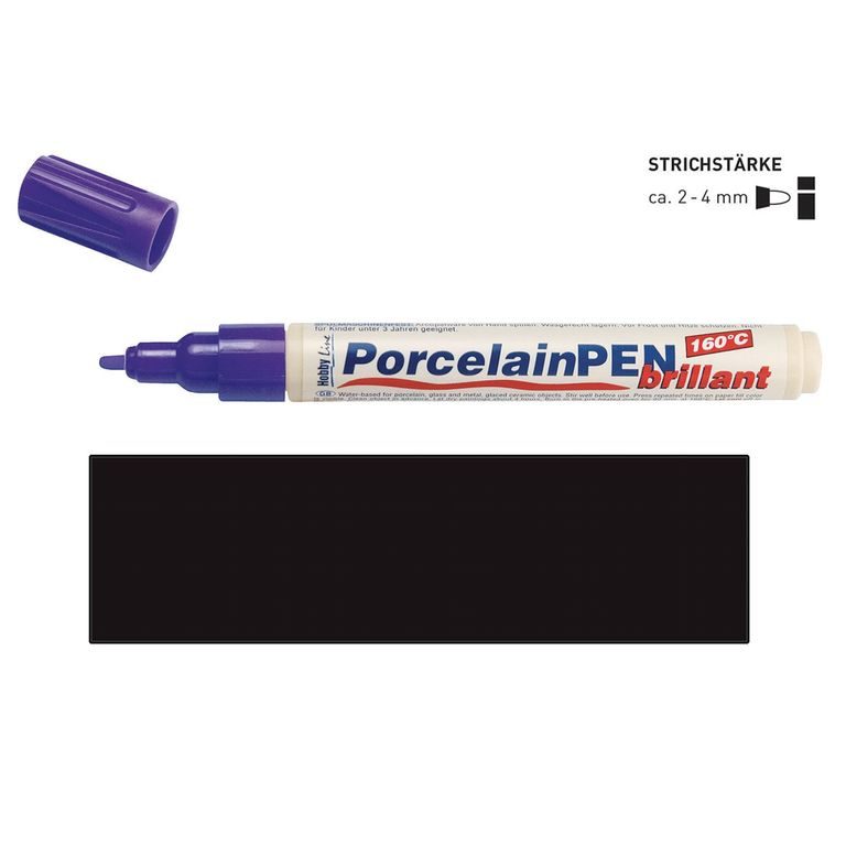 Porcelain and glass pen KREUL BRILLANT black contour