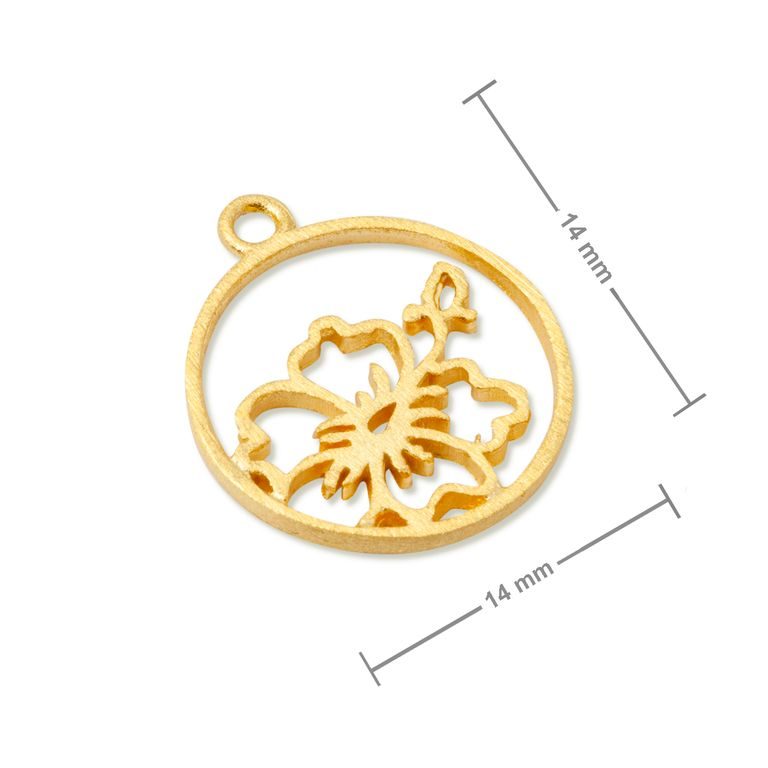 Amoracast pendant hibiscus flower in a circle 16x14mm gold-plated