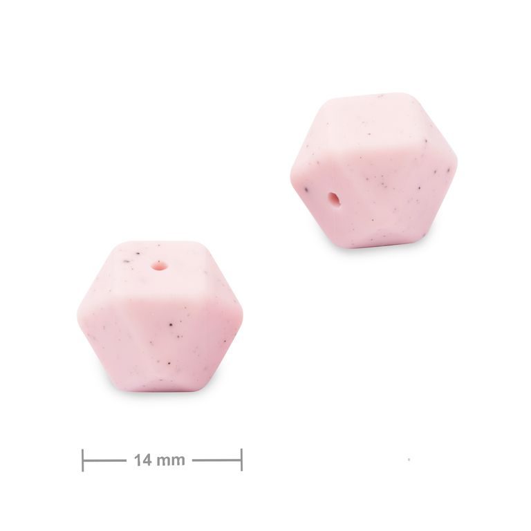 Silicone beads hexagon 14mm Galaxy Pink