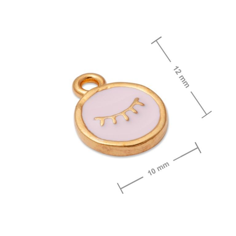 Manumi pendant wink with pink enamel 12x10mm gold-plated