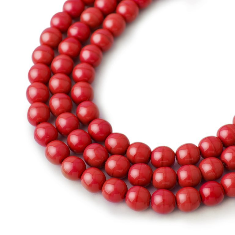 Czech glass pressed round beads Dark Red Opaque 6mm No.17