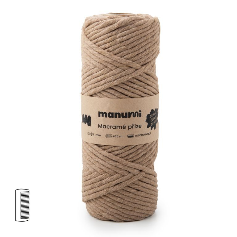 Manumi macramé twisted yarn 5mm light brown