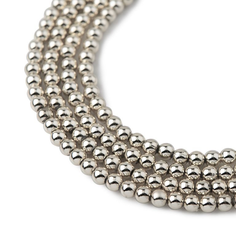 Akrylové metalické perle 4mm stříbrné