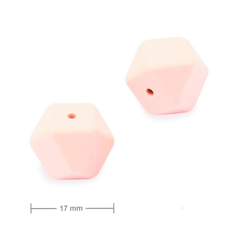 Silicone beads hexagon 17mm Petal Pink