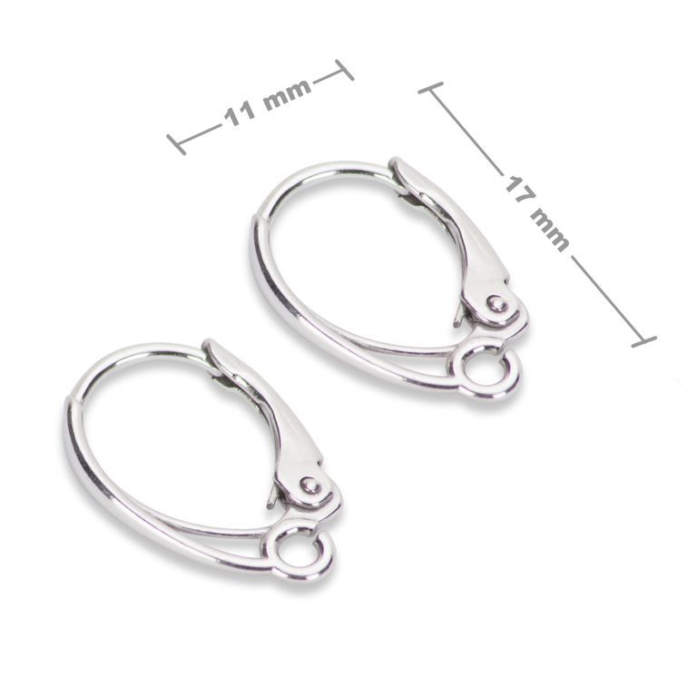 Sterling silver 925 rhodium-plated earring hook 17x11mm No.634