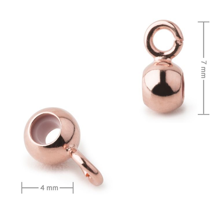 Metal bead with silicone and a loop 4mm in rose gold colour