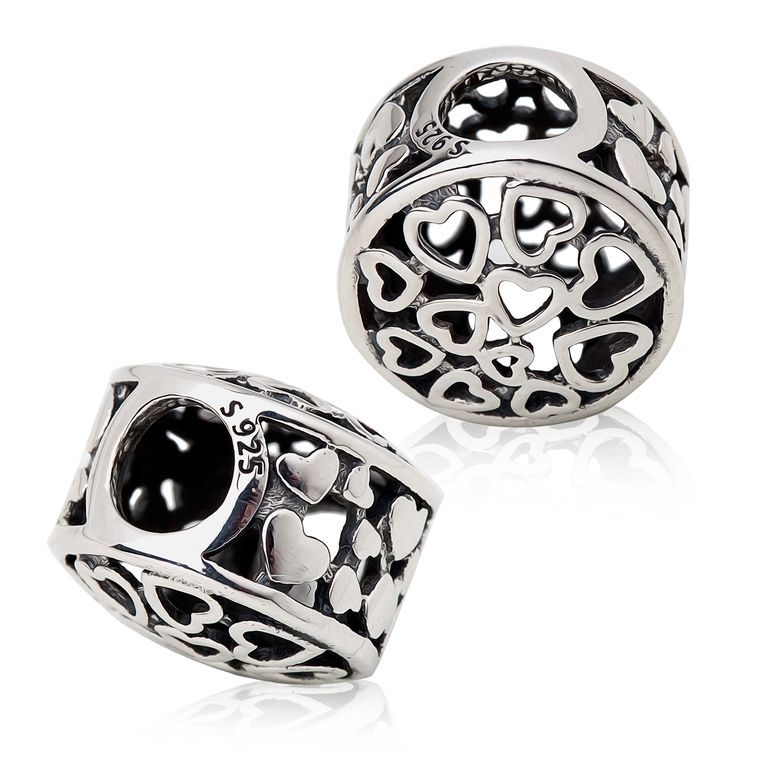 Sterling silver 925 large-hole bead Filigree romance Ag 925